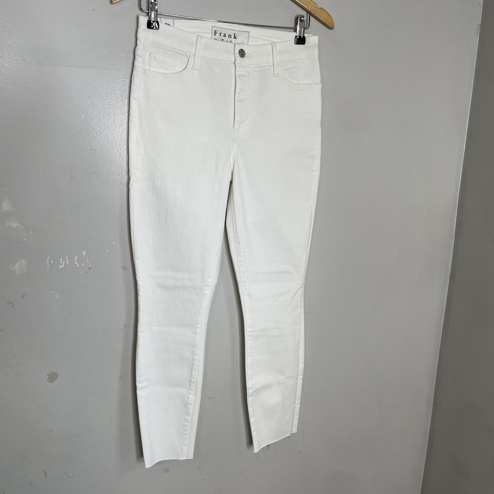 FRANK & EILEEN SLIGO Womens Sz 28 White Cotton Stretch‎ Raw Hem Jeans EXC - Picture 2 of 11
